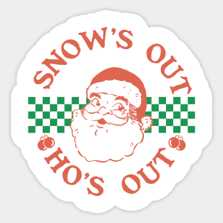 Snow's Out Ho's Out Retro Groovy Design of Santa Claus Sticker
